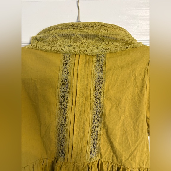 Mustard Yellow Lace Trim Button-Front Dress Free People Sun-kissed Mini Dress - Picture 10 of 13